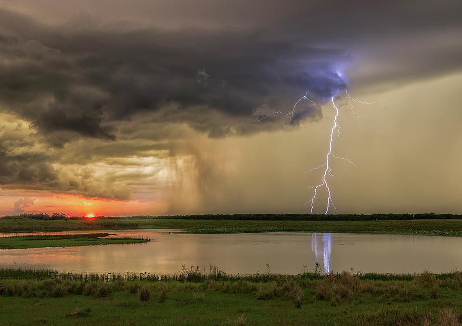Sunset Lightning #1 Photograph by Justin Battles