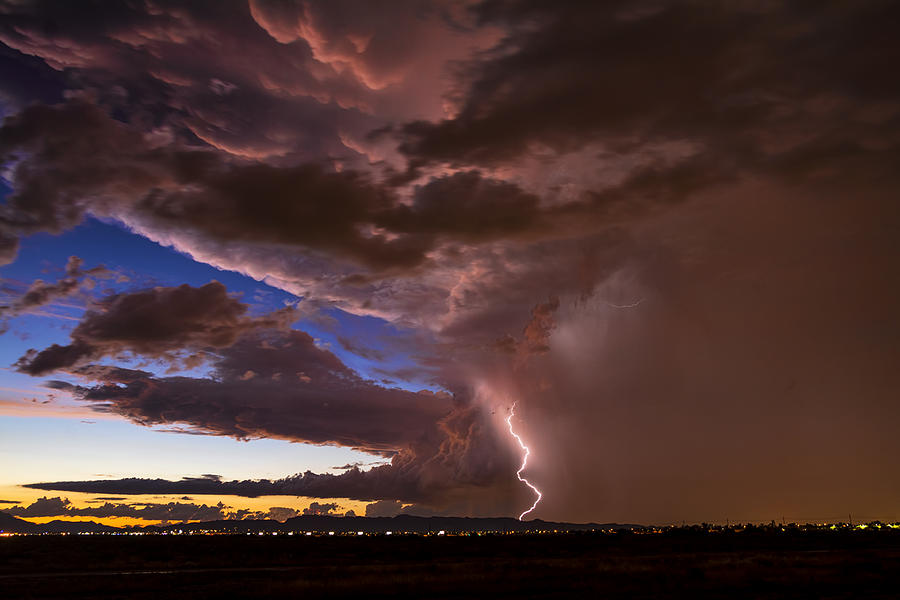 Sunset Photograph - Sunset Lightning in Phoenix by Saija Lehtonen