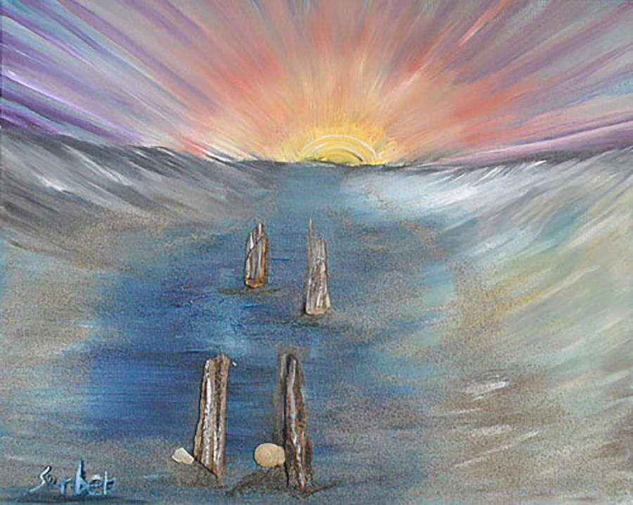 Sunset on the Bay Painting by Suzanne Surber