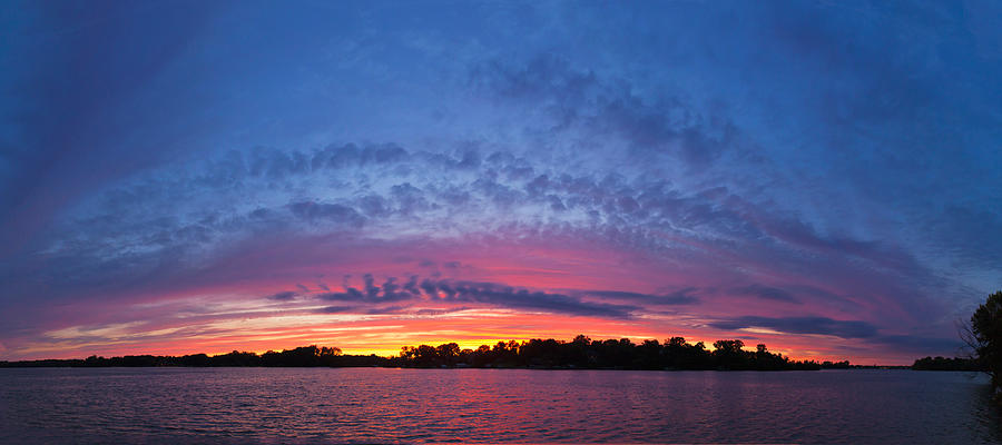 Sunset Over A Lake, Lake Minnetonka #1 Photograph by Panoramic Images