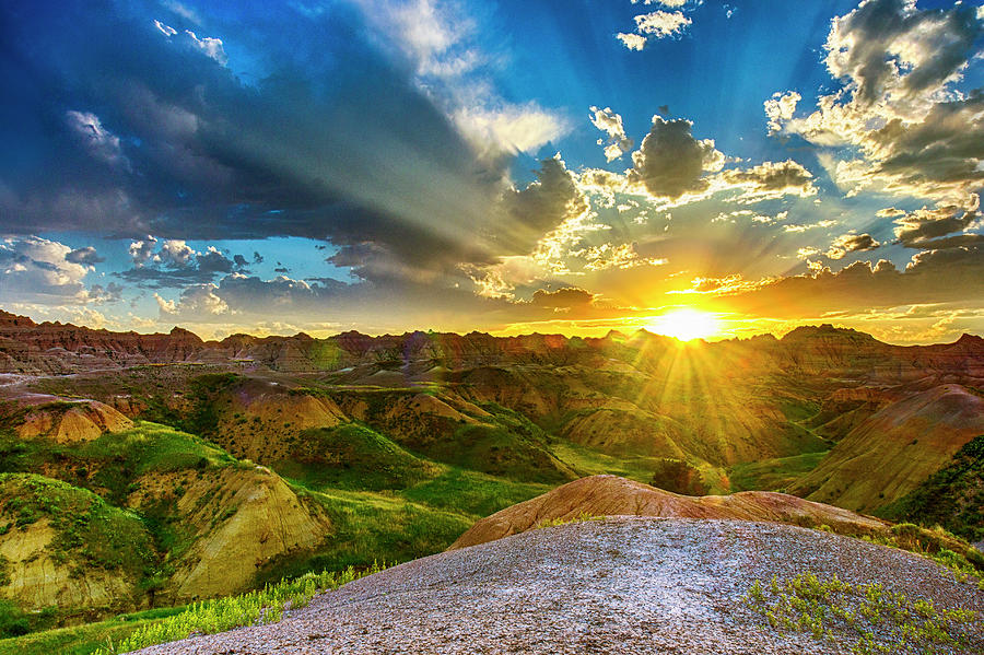 Sunset over Badlands NP Yellow Mounds Overlook Photograph by Donald Pash