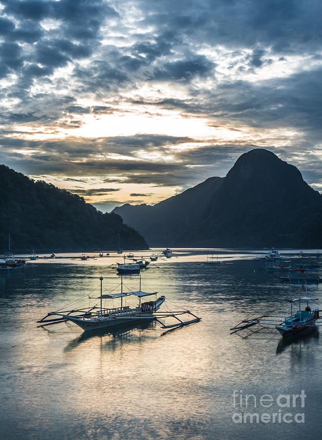 Sunset over El Nido bay in Palawan, Philippines #1 Photograph by Didier Marti