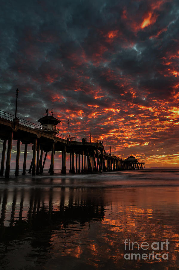 Sunset over Huntington Beach Pier #2 Photograph by Peter Dang