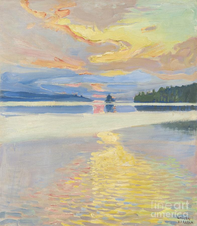 Akseli Gallen-kallela Painting - Sunset Over Lake Ruovesi #1 by Celestial Images