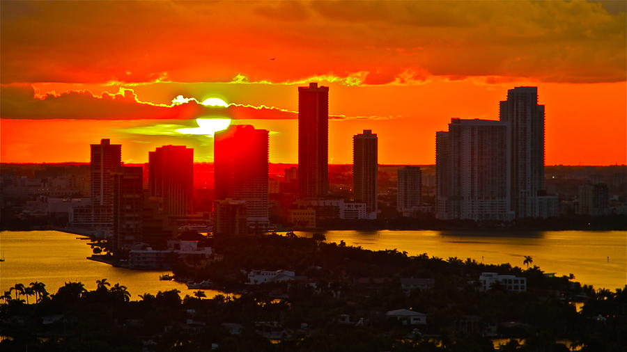 sunset over Miami 2 #1 Photograph by Ronald  Bell