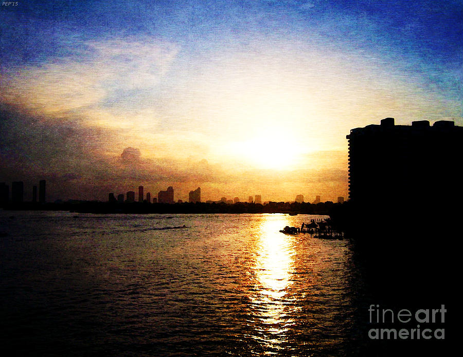 Sunset Over Miami Digital Art by Phil Perkins