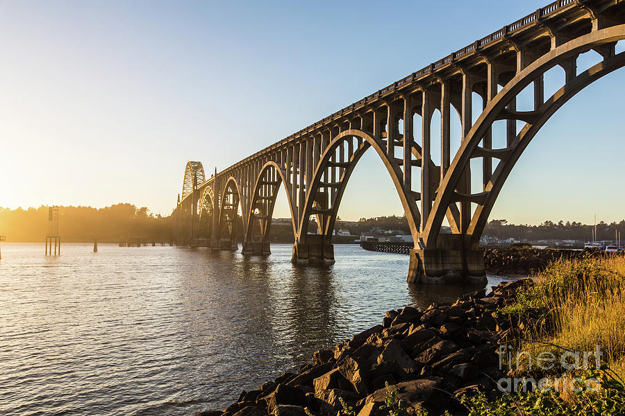 Sunset over Newport bridge in Oregon, USA #1 Photograph by Didier Marti