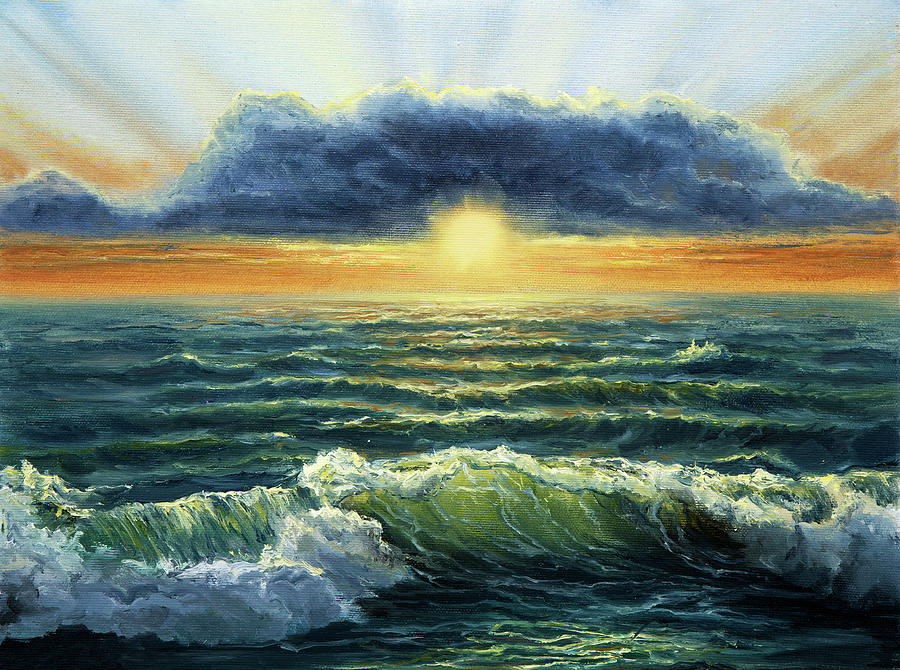 Sunset over ocean Painting by Boyan Dimitrov