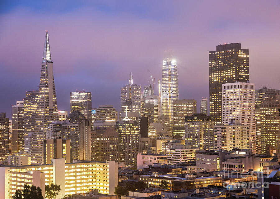 Sunset over San Francisco financial district #1 Photograph by Didier Marti