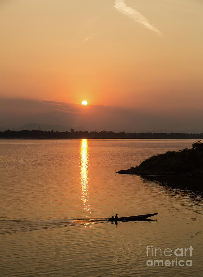 Sunset over the Mekong in Laos #1 Photograph by Didier Marti