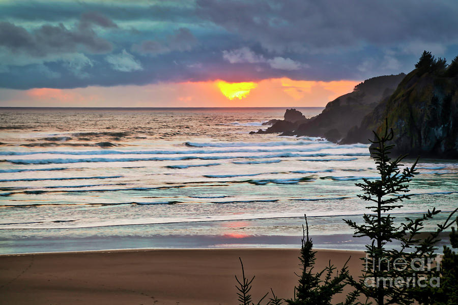 Sunset over the Pacific Ocean on the Oregon coast #1 Photograph by Bruce Block