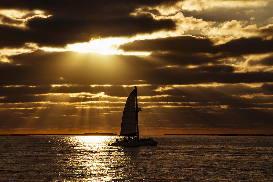 Sunset Photograph - Sunset Sail 2 #1 by Bob Slitzan