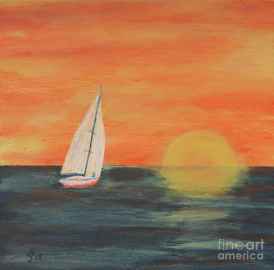 Sunset Sailing #1 Painting by Christiane Schulze Art And Photography