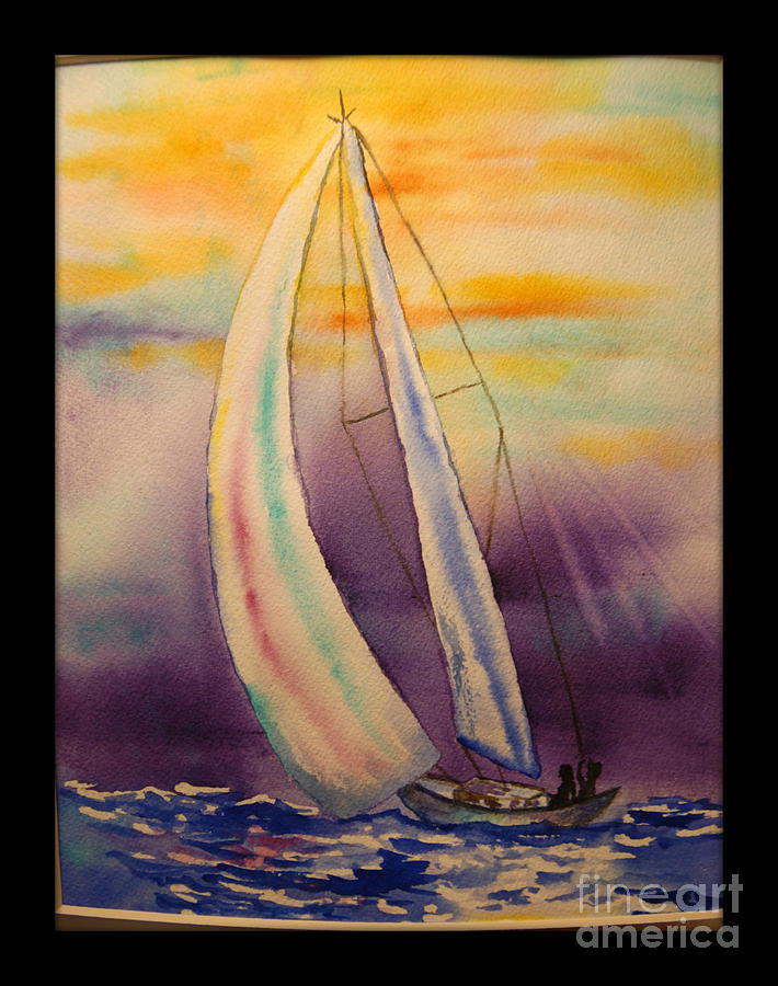 Sunset Sailing #1 Painting by Janet Cruickshank