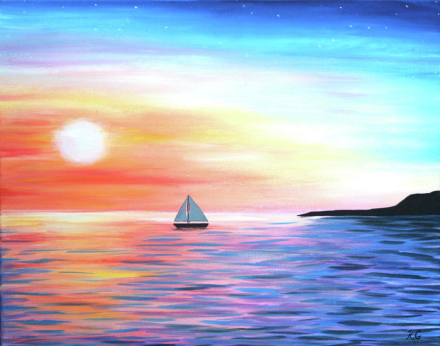 Sunset Sailing Painting by Kristine Griffith