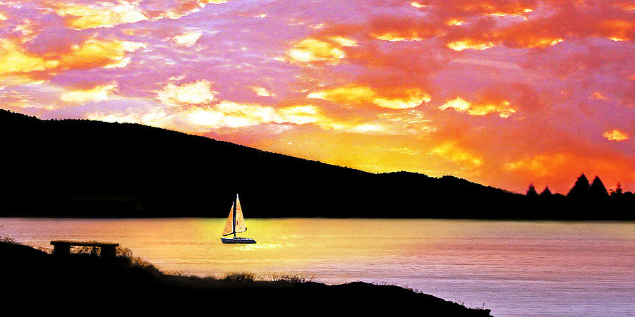 SunSet Sails #2 Digital Art by Vicki Lea Eggen
