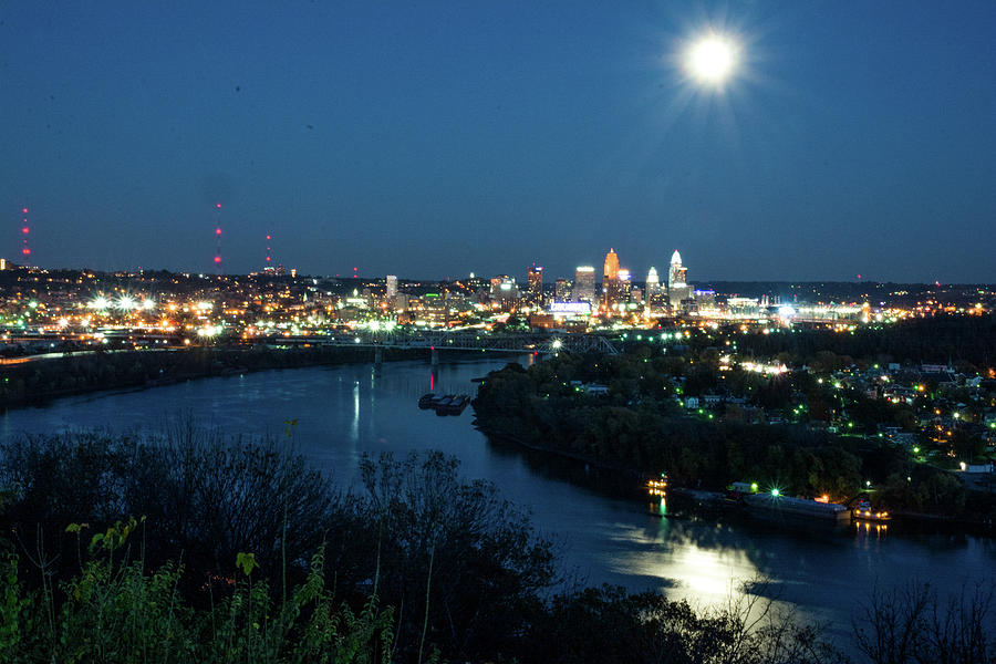 Super Moon Cincinnati River #1 Photograph by Randall Branham