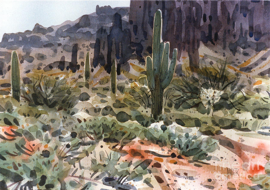 Watercolor Painting - Superstition Trailhead by Donald Maier