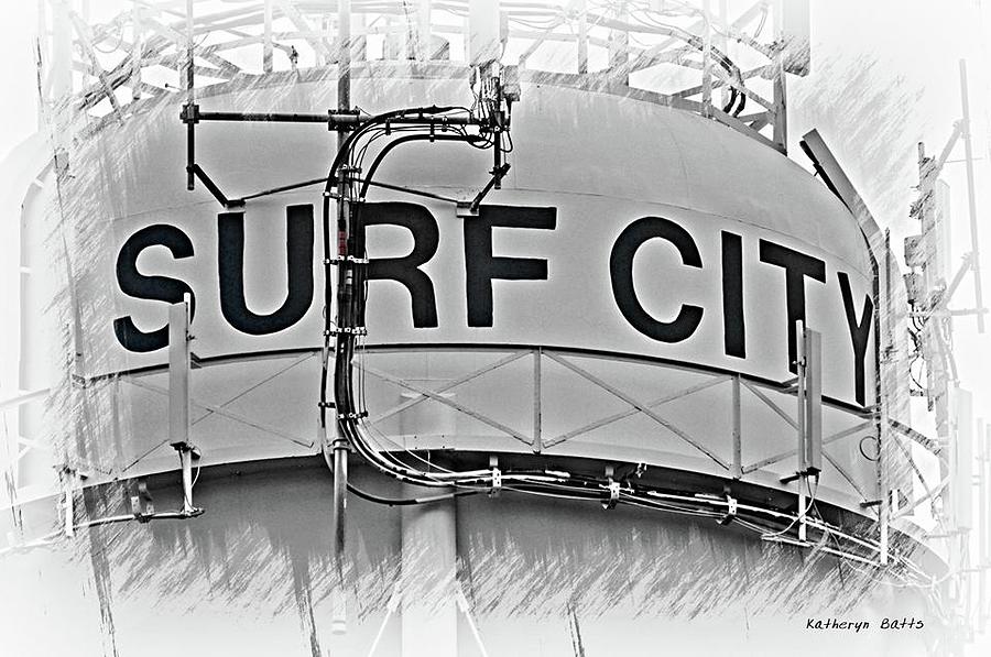 Surf City Water Tower #1 Digital Art by Katheryn Batts