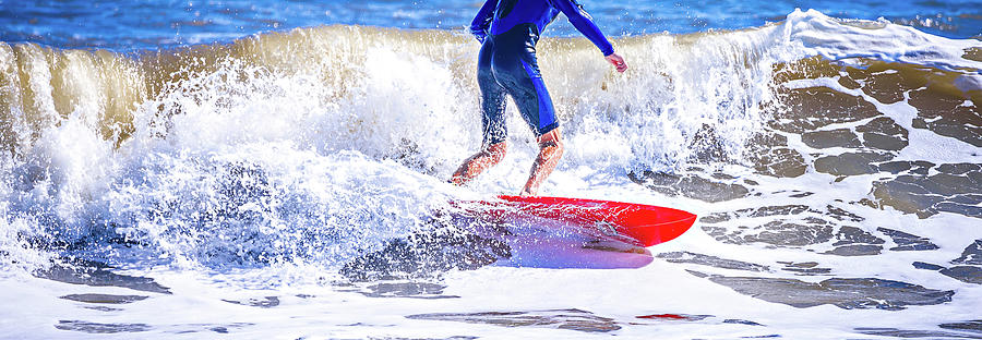 Surfer Dude On A Surfboard Riding Ocean Wave #1 Photograph by Alex Grichenko