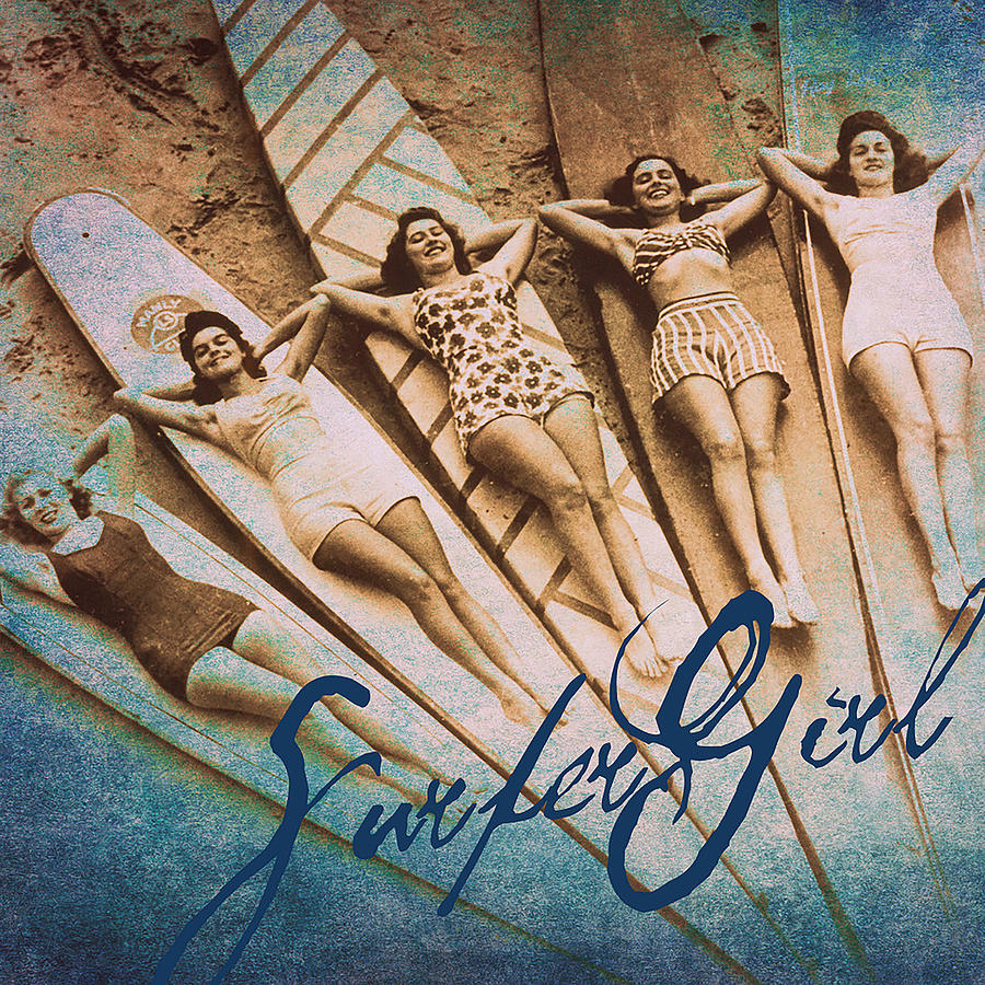 Vintage Digital Art - Surfer Girl #1 by Brandi Fitzgerald