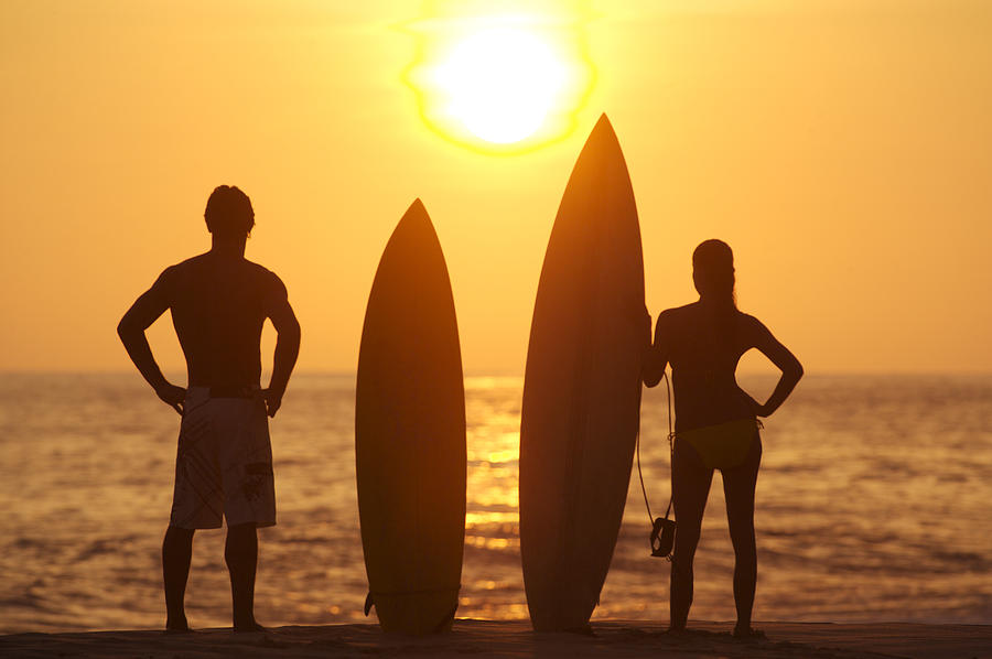 Surfer SIlhouettes #1 Photograph by Larry Dale Gordon - Printscapes
