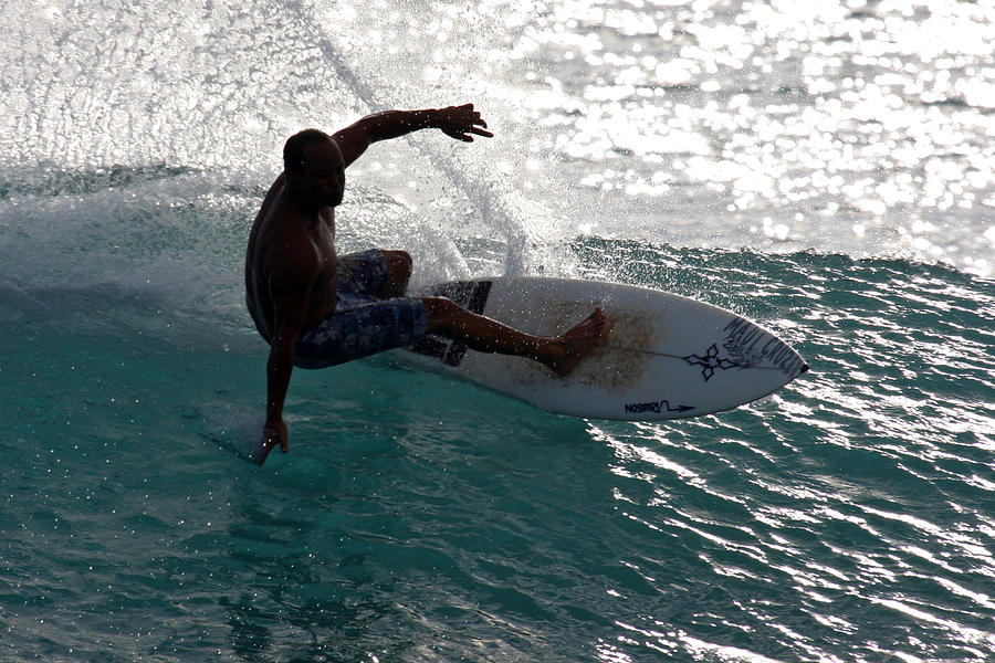 Surfer Surfing the blue waves at Dumps Maui Hawaii #1 Photograph by Pierre Leclerc Photography