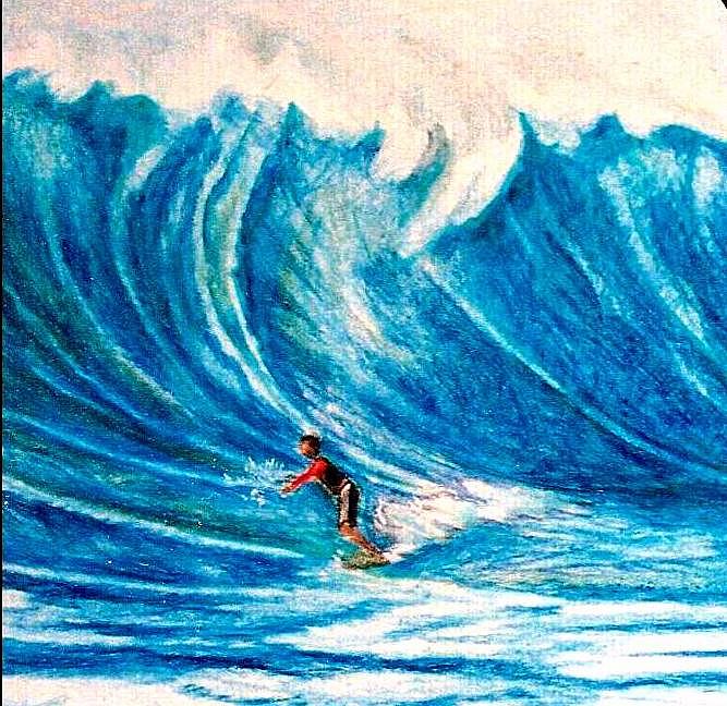 Surfing Drawing by Kimberly Simon