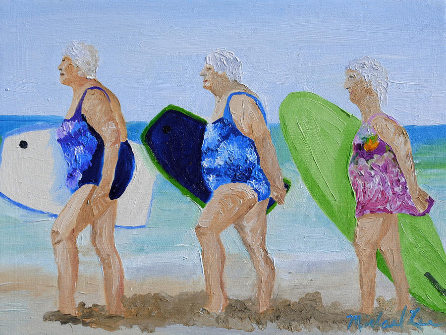 Beach Painting - Surfs Up #2 by Michael Lee