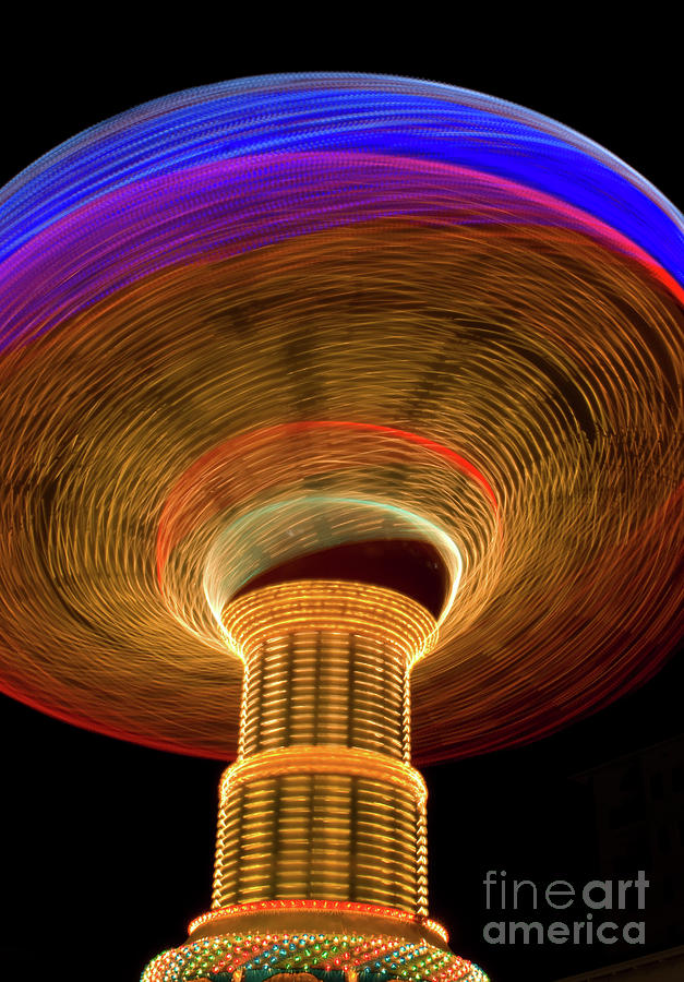 Swing Amusement Ride at night #1 Photograph by Anthony Totah