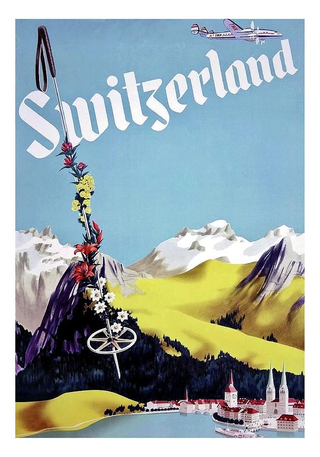 Switzerland, Attractions, travel poster #1 Painting by Long Shot