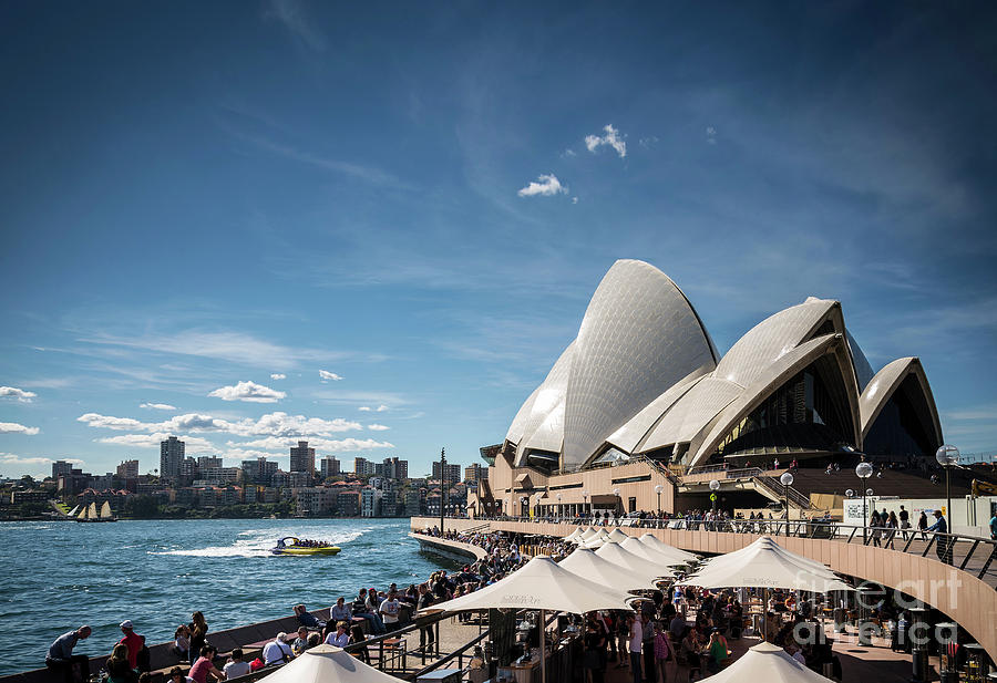 Sydney Opera House And Harbour Promenade Outdoor Cafes In Austra #1 Photograph by JM Travel Photography
