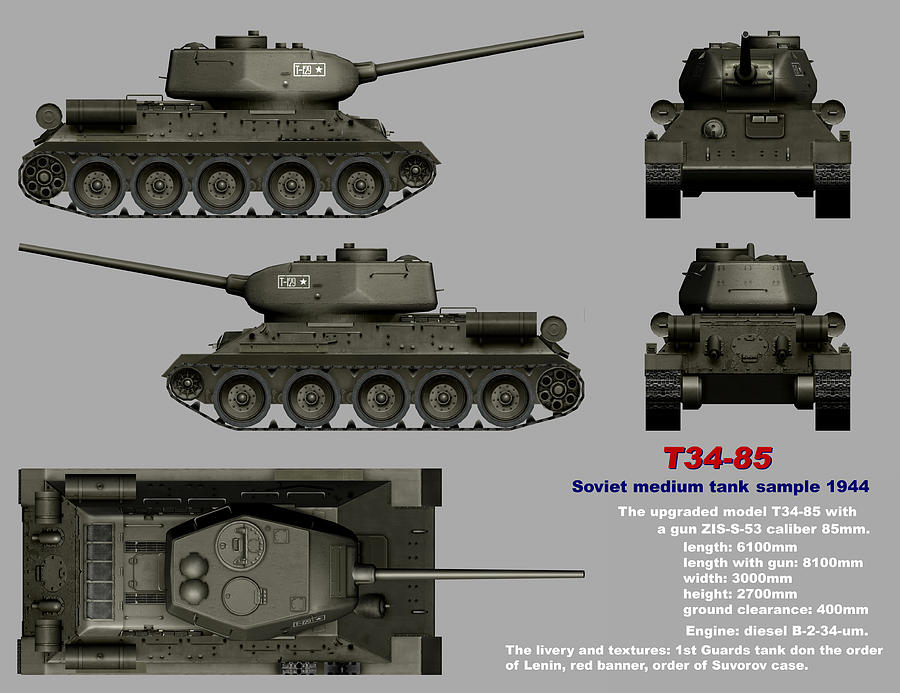 T34-85 Drawing by Jury Kalinko - Pixels