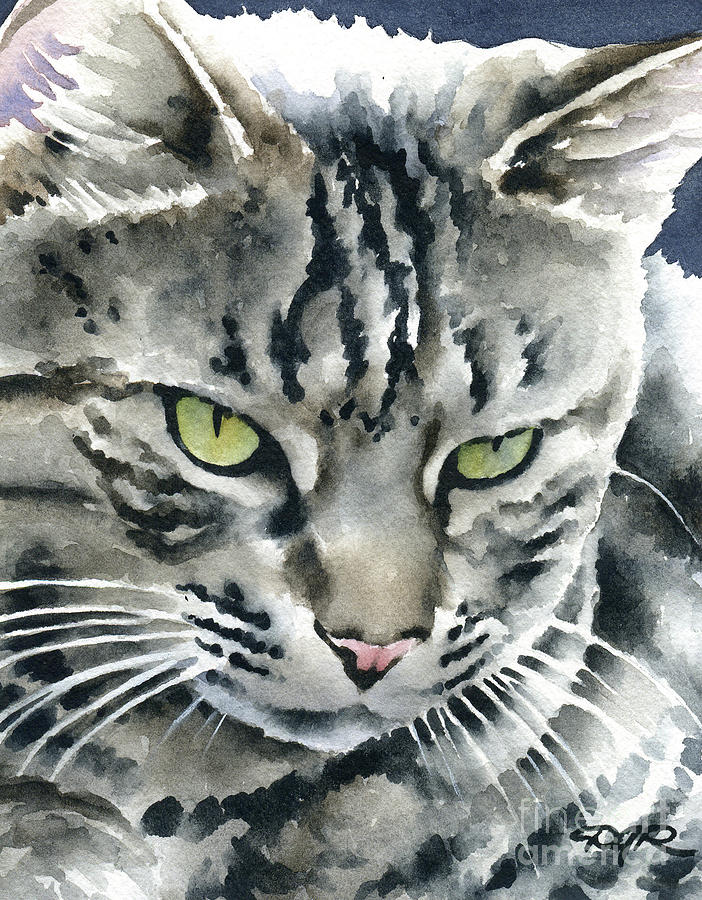 Cat Painting - Tabby Cat #2 by David Rogers