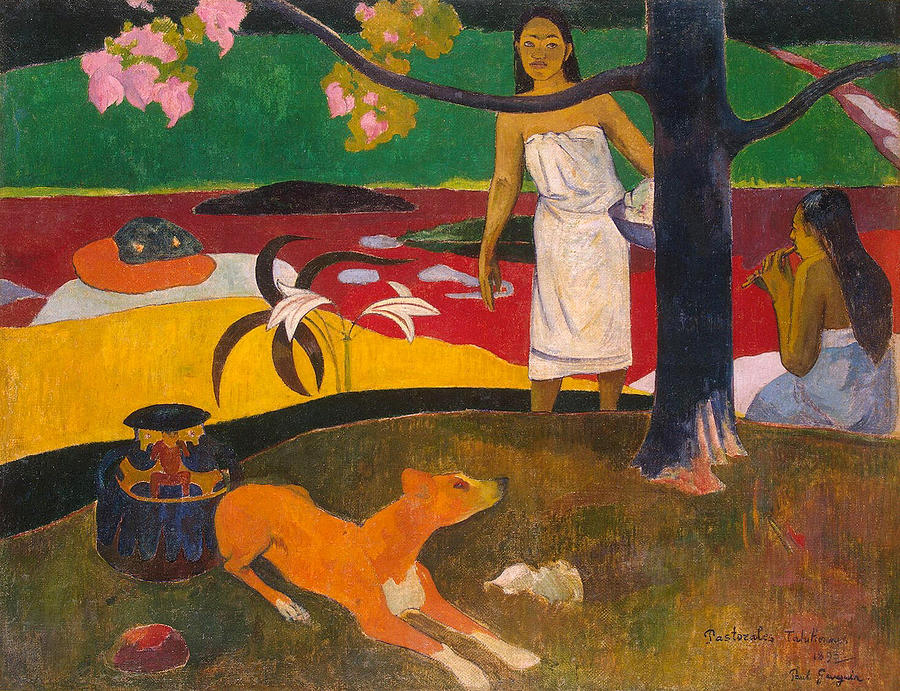 Tahitian Pastoral Painting by Paul Gauguin | Fine Art America