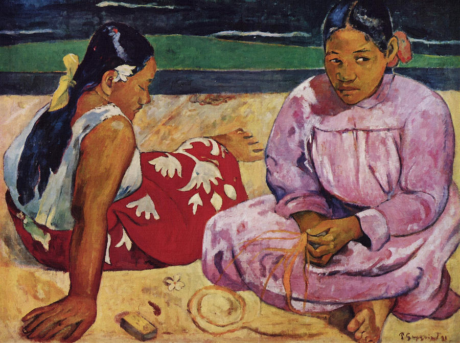 Tahitian Women On The Beach #1 Painting by Paul Gauguin