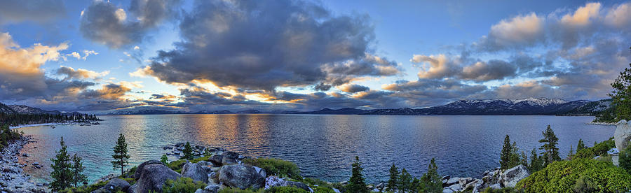 Tahoe Sunset Panorama #1 Photograph by Martin Gollery