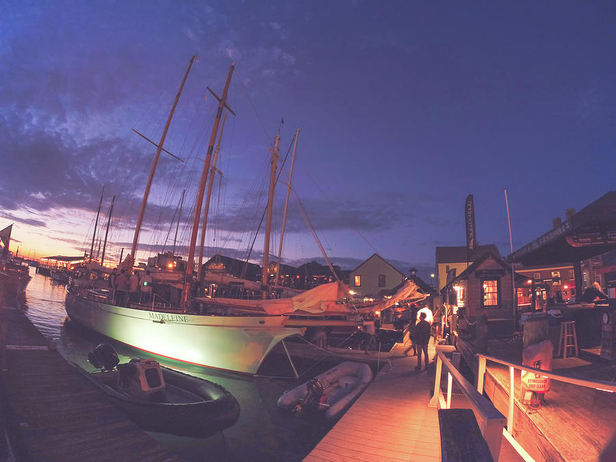 Tall Ships And Yahts Moored In Newport Harbor #1 Photograph by Alex Grichenko