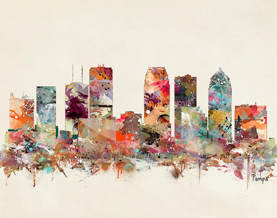 Skyline Painting - Tampa Florida Skyline #1 by Bri Buckley