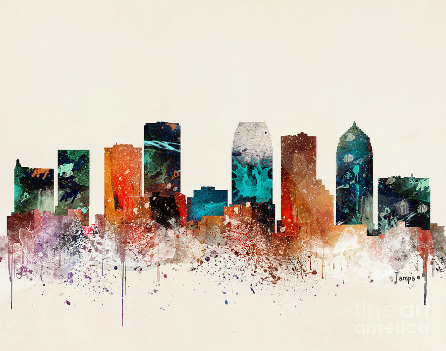 Skyline Painting - Tampa Skyline #1 by Bri Buckley
