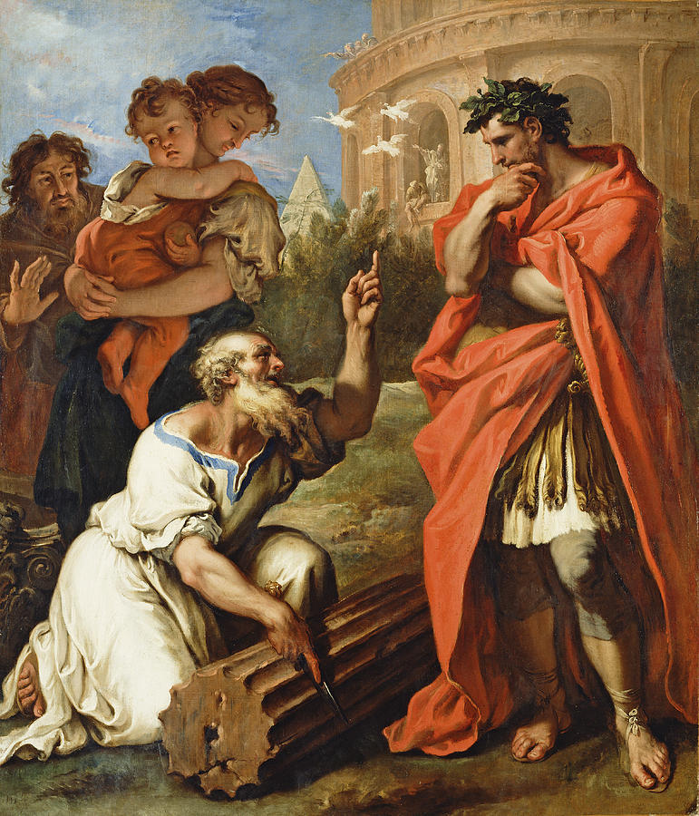 Tarquin the Elder Consulting Attius Navius #2 Painting by Sebastiano Ricci