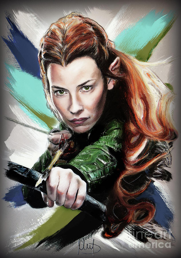 Tauriel / Evangeline Lilly / #1 Mixed Media by Melanie D