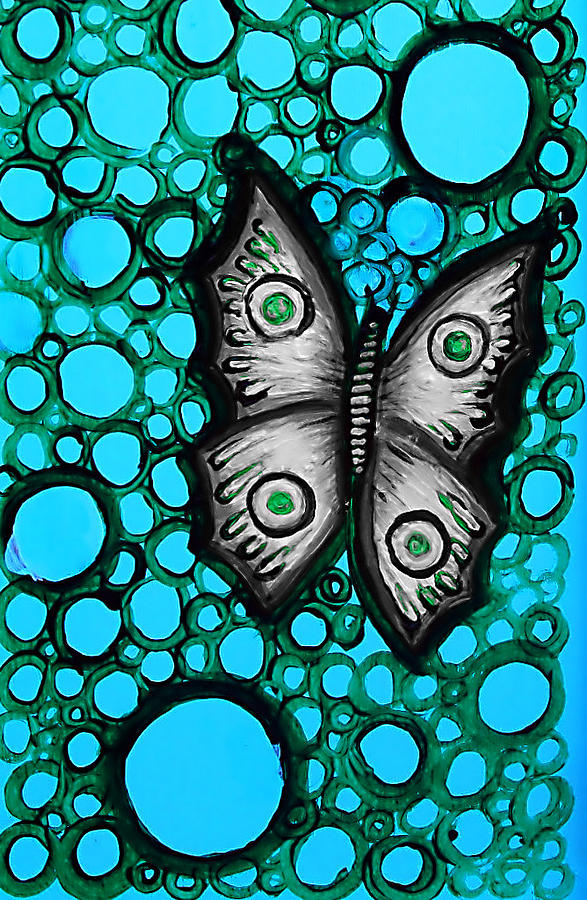 Butterfly Painting - Teal Butterfly #1 by Brenda Higginson