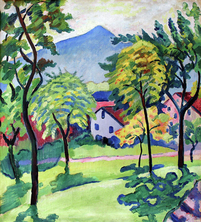 Tegernsee Landscape #1 Painting by August Macke