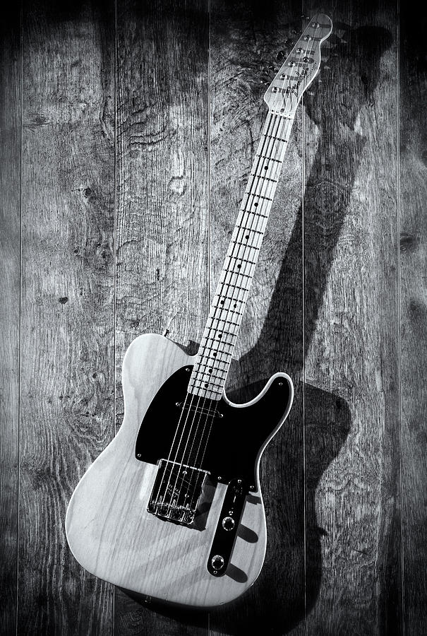 Still Life Photograph - Guitar in Black and White by Matt Hammerstein