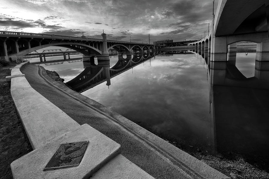 Tempe Town Lake In Black and White #1 Photograph by Dave Dilli