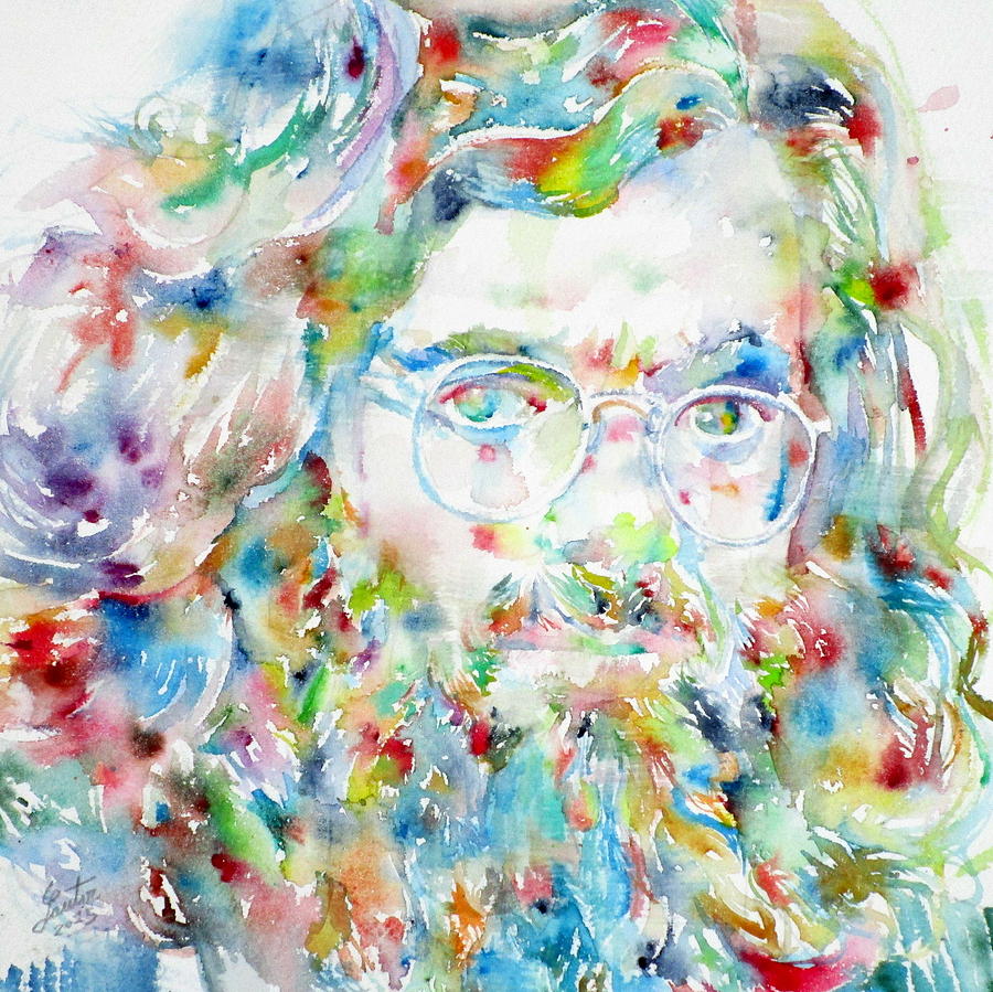 TERENCE MCKENNA - watercolor portrait #1 Painting by Fabrizio Cassetta