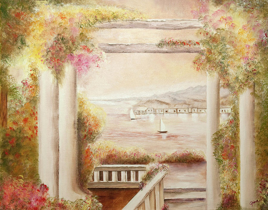 Terrace Overlooking Peninsula #1 Painting by Gina Cordova