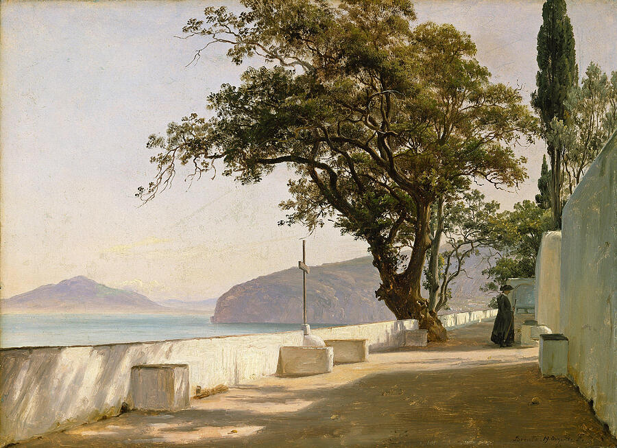 Terrace with Oak, Sorrento #2 Painting by Thomas Fearnley