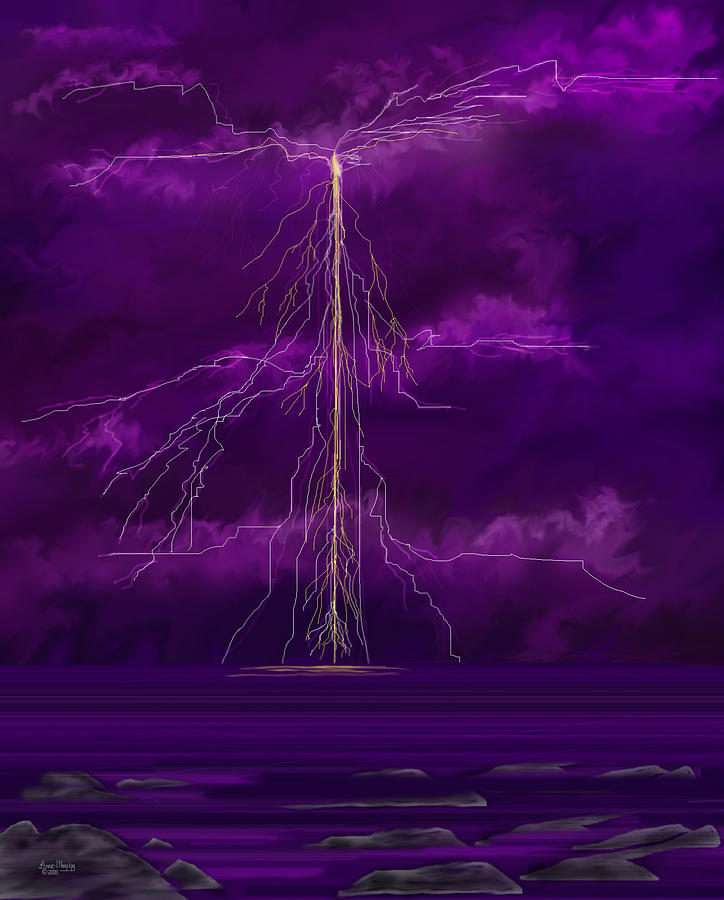 Lightning Storm Painting - Tesla by Anne Norskog Lightning Storm Painting - Tesla by Anne Norskog